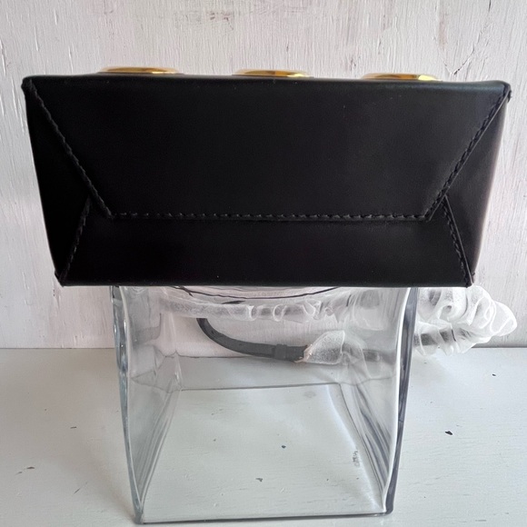 MOSCHINO Heart of Wool Leather Shoulder Bag- Black Gold - Picture 8 of 15